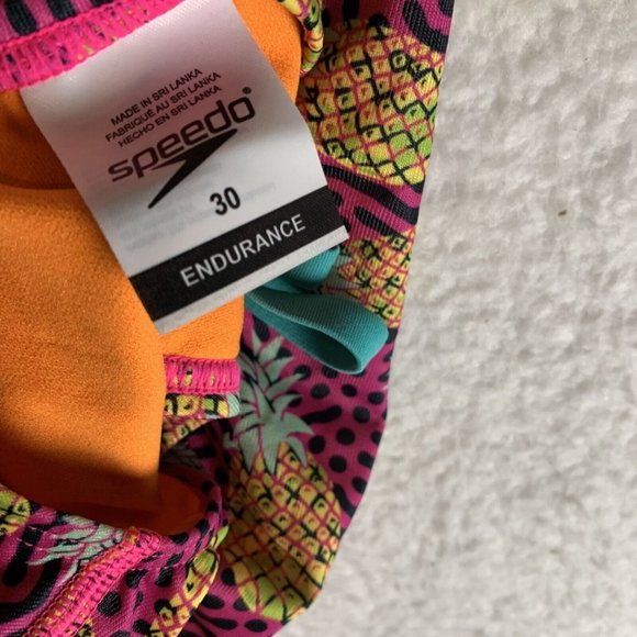 Speedo Swimsuit Womens 30 Pineapple Stretch Tie Back Endurance One Piece 8080 - Picture 3 of 6